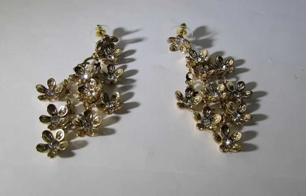 CN Earrings For Pierced Ears in Gold Tone Floral … - image 12