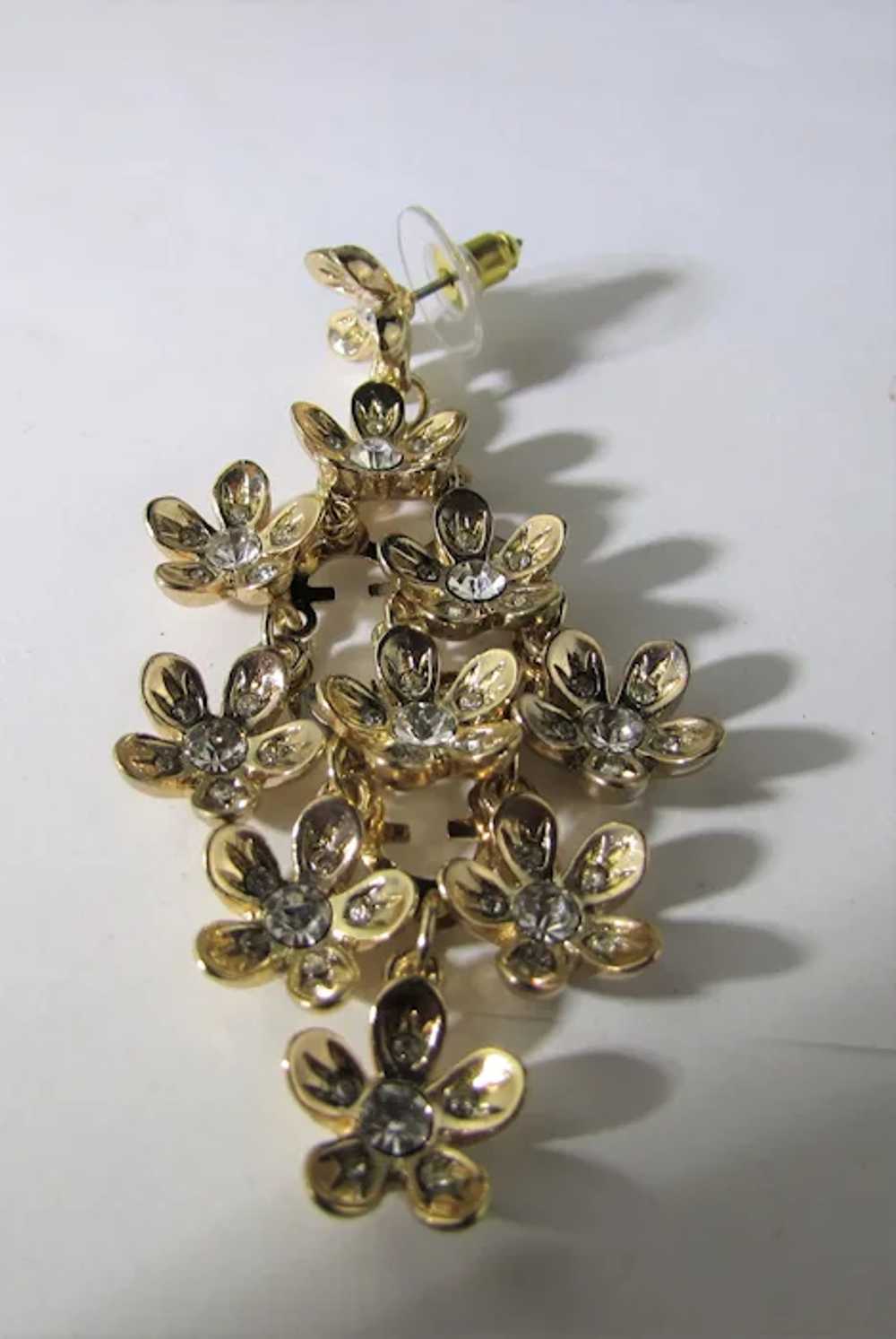 CN Earrings For Pierced Ears in Gold Tone Floral … - image 3