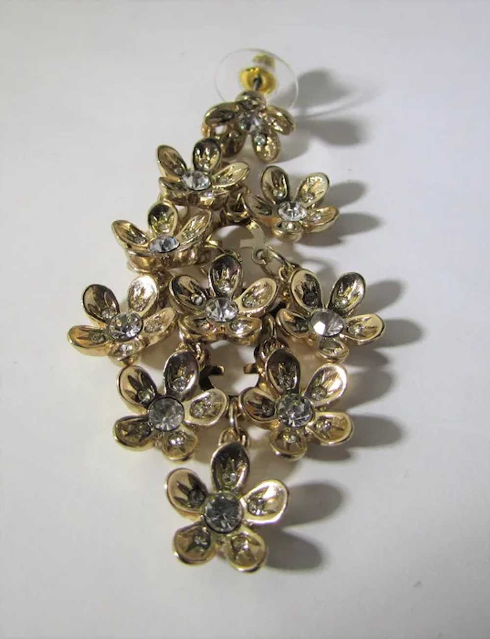 CN Earrings For Pierced Ears in Gold Tone Floral … - image 4