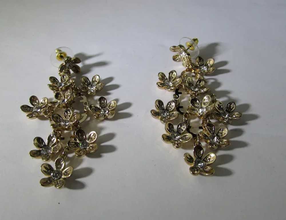 CN Earrings For Pierced Ears in Gold Tone Floral … - image 5