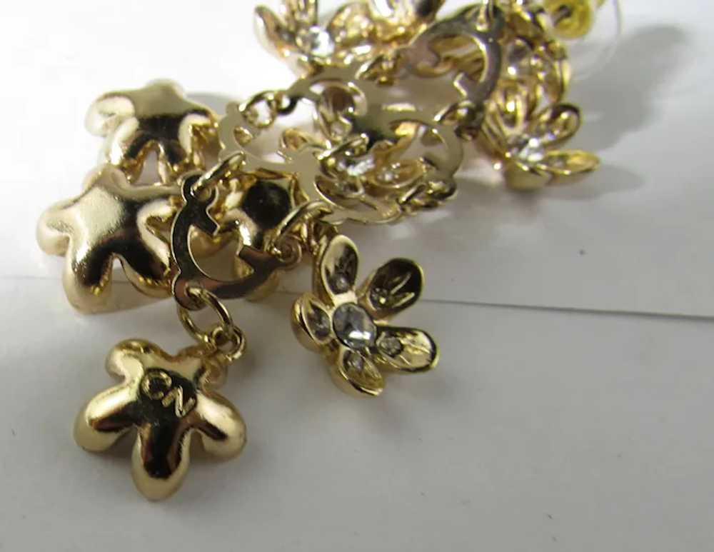 CN Earrings For Pierced Ears in Gold Tone Floral … - image 8