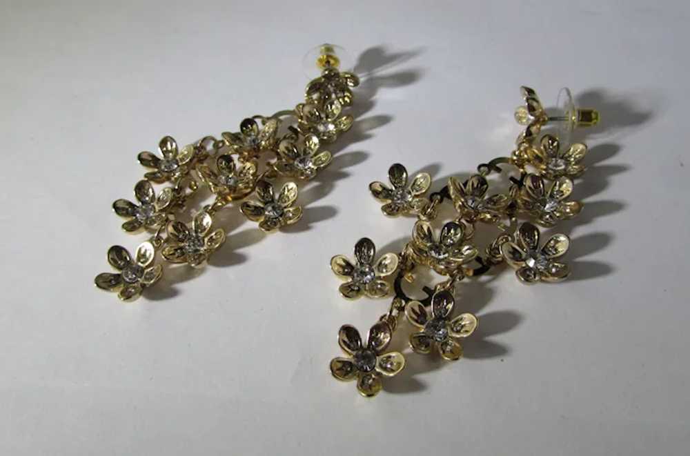 CN Earrings For Pierced Ears in Gold Tone Floral … - image 9