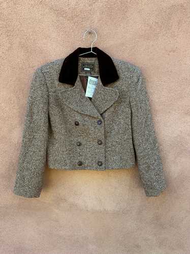 Cropped Express Wool Blend Blazer with Velveteen C