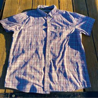 GH Bass Shirt Mens Medium Blue Gray Plaid Long Sleeve Button Down 