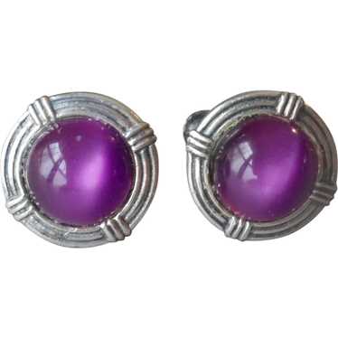 ca 1940 Sterling Silver Art Deco Purple Lucite Mo… - image 1