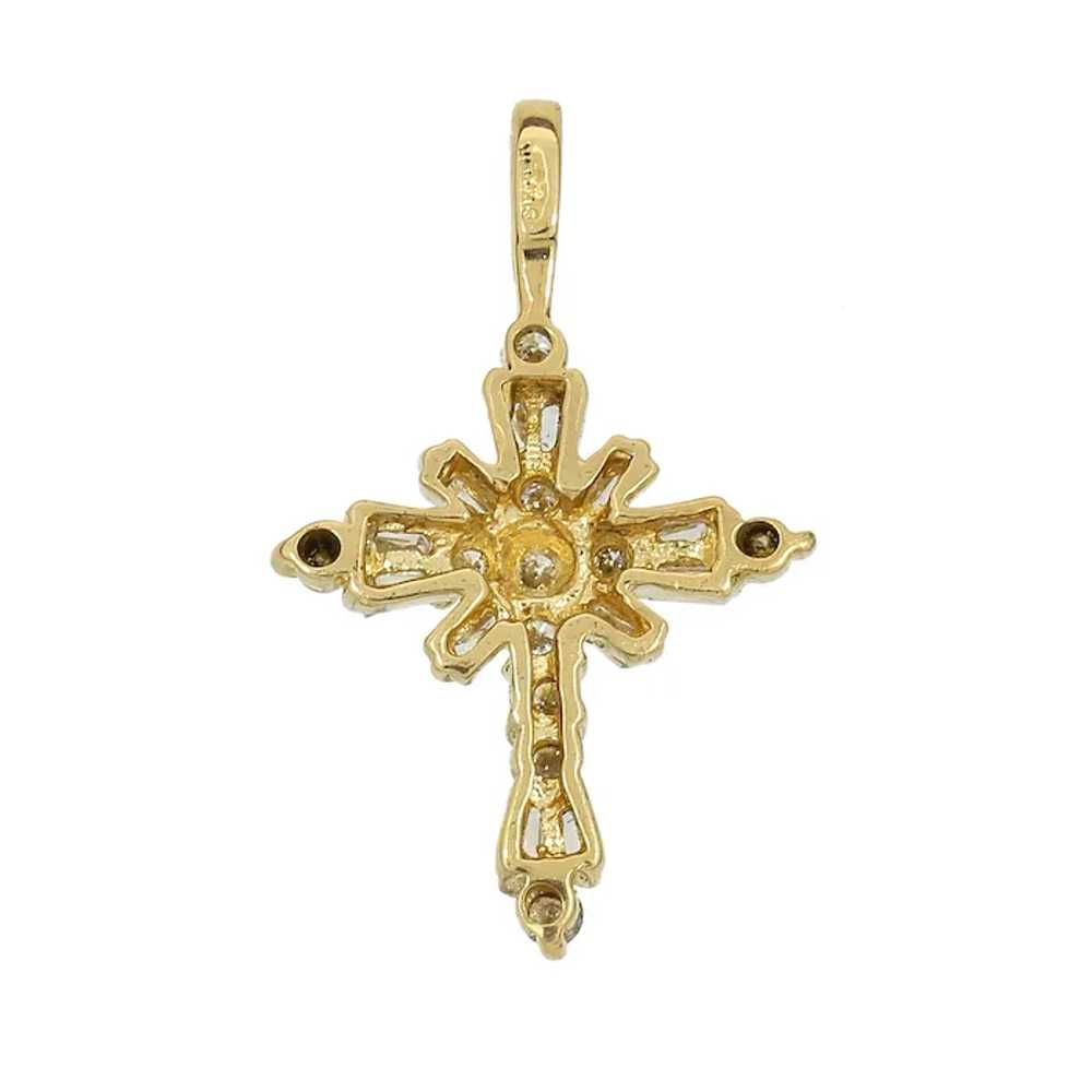 Vintage 14K Yellow Gold .60ctw Diamond Cross Pend… - image 3