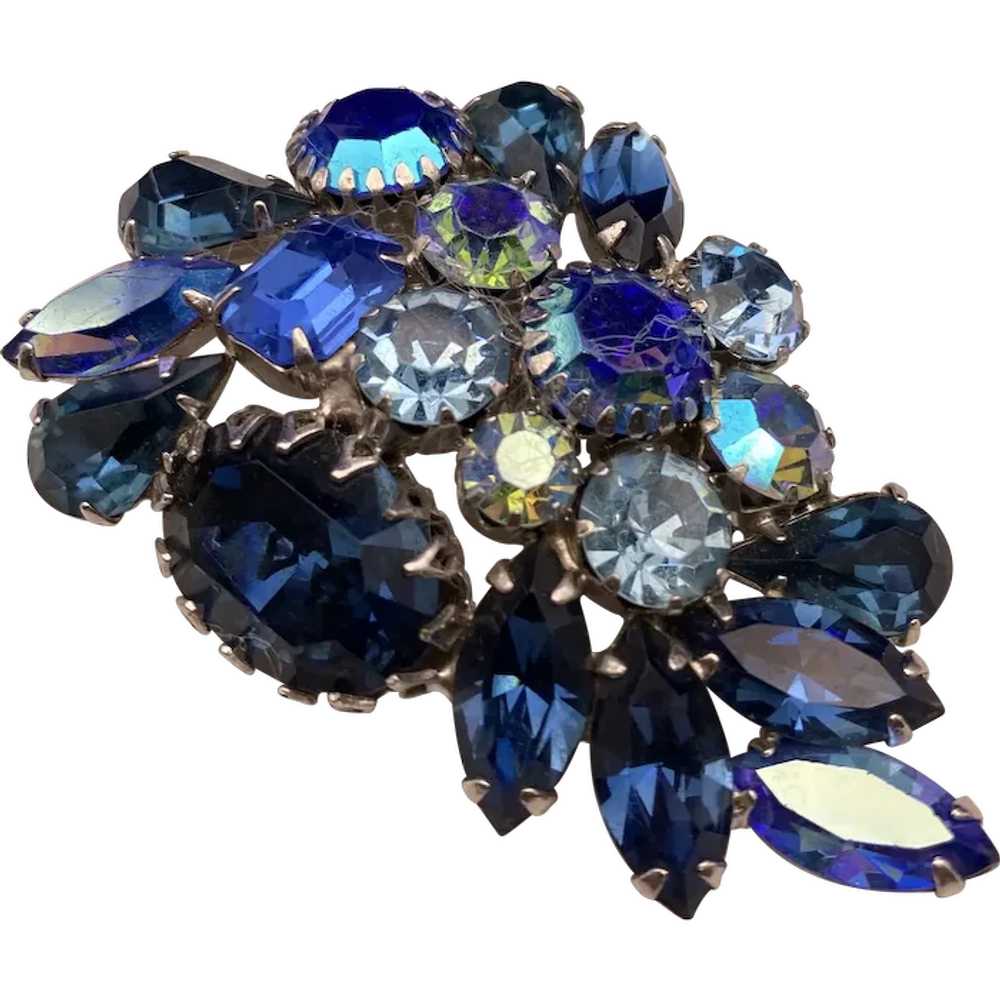 Large Blue Weiss Brooch Navettes, Pear Shaped, Ch… - image 1