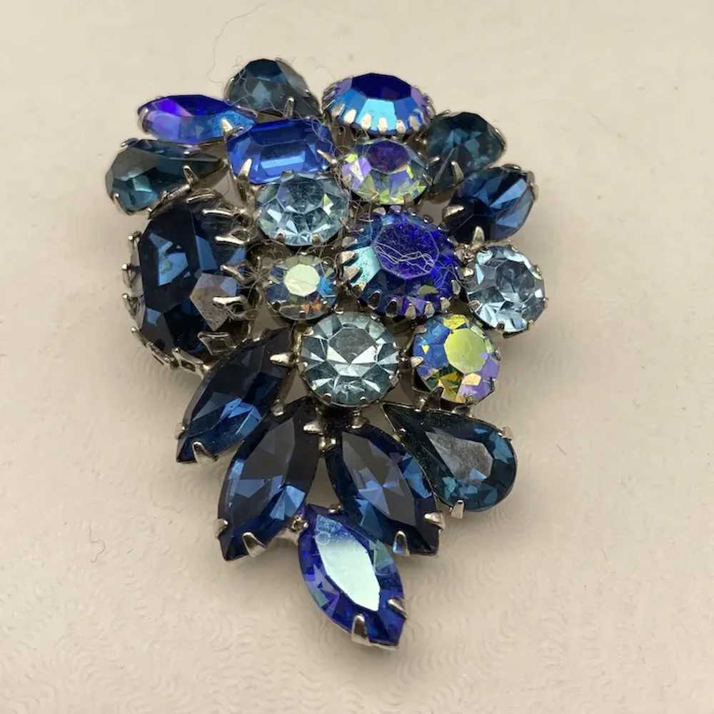 Large Blue Weiss Brooch Navettes, Pear Shaped, Ch… - image 2