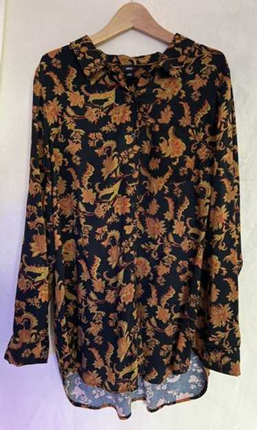 Intro Button Down Size Large Floral Print Collare… - image 1