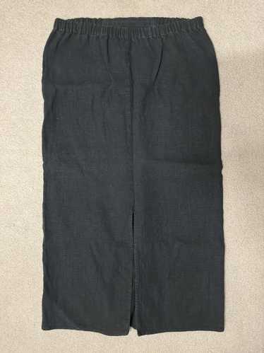 flax Flax Linen Maxi Skirt Black Vintage