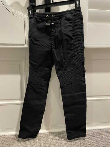 PIERRE BALMAIN BLACK LAMBSKIN LEATHER MULTIZIPPERS BIKER PANTS JEANS 48 32  $2450