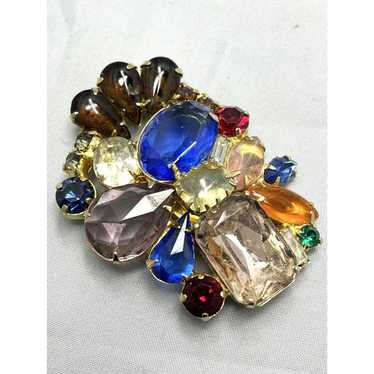 Vintage Vintage Glass Rhinestone Cluster Brooch P… - image 1