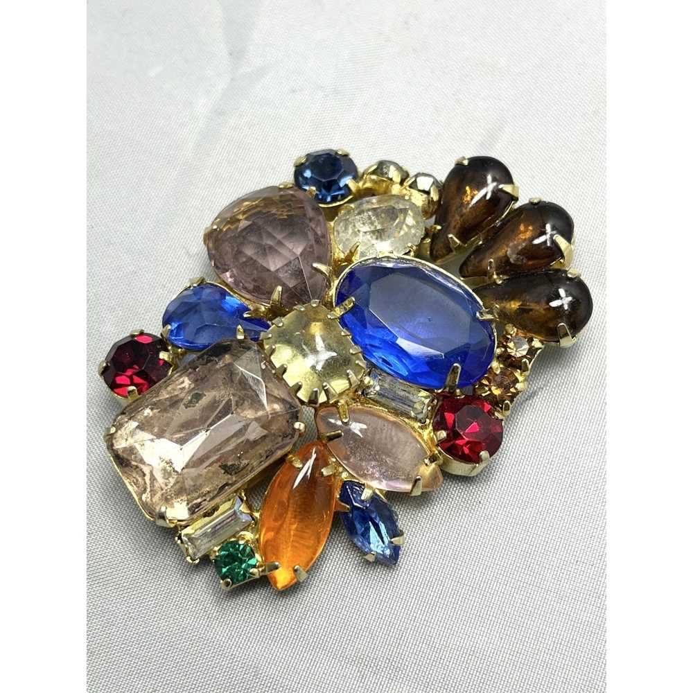 Vintage Vintage Glass Rhinestone Cluster Brooch P… - image 2