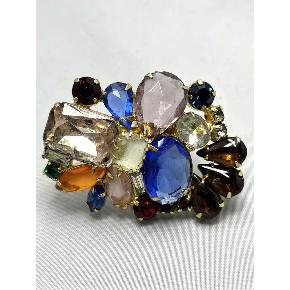 Vintage Vintage Glass Rhinestone Cluster Brooch P… - image 4