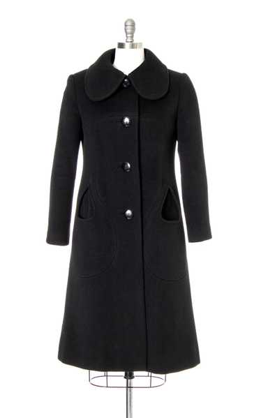 1960s PIERRE CARDIN Black Wool Cashmere Coat | sma