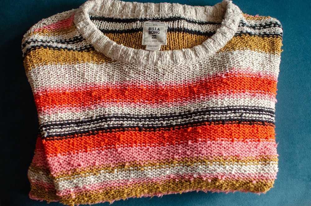 Billabong Easy Going Crop Sweater Striped 100% Co… - image 3