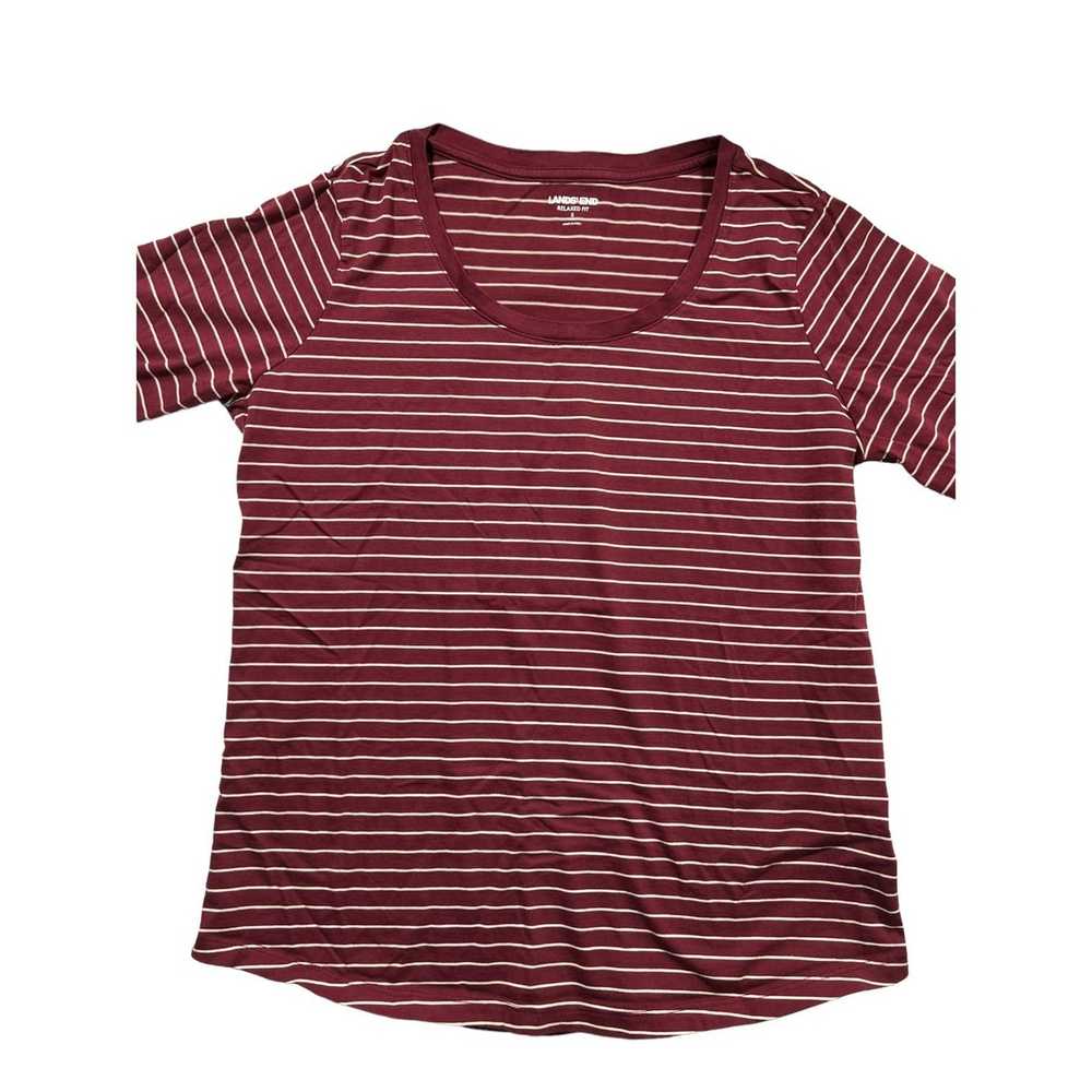 Lands End Lands End Women's Relaxed Fit Maroon Wh… - image 1