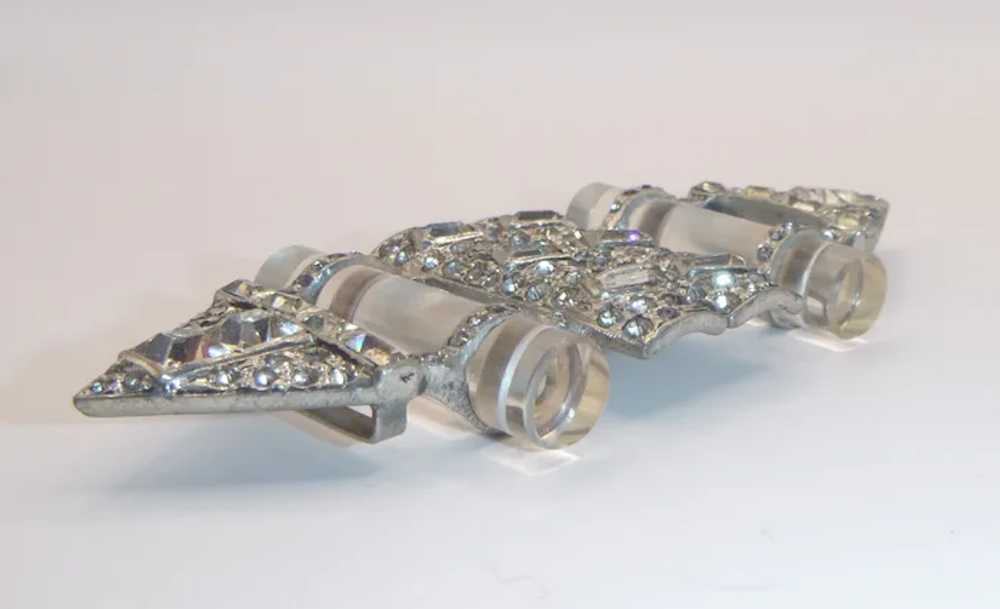 Vintage Art Deco Rhinestone and Lucite Belt Buckle - image 2