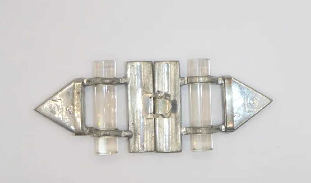 Vintage Art Deco Rhinestone and Lucite Belt Buckle - image 3