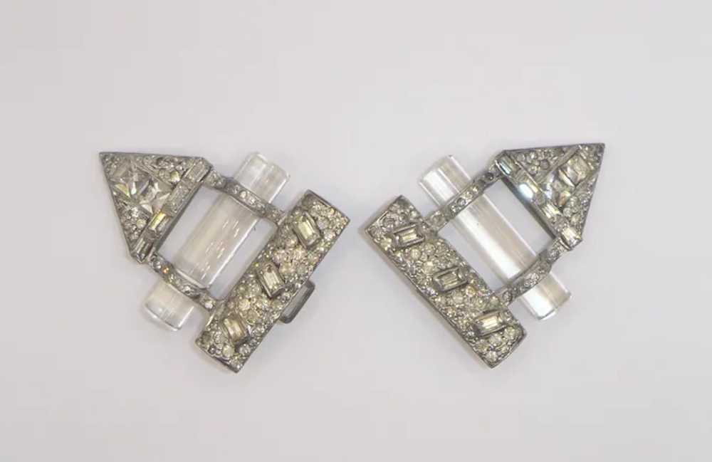 Vintage Art Deco Rhinestone and Lucite Belt Buckle - image 5