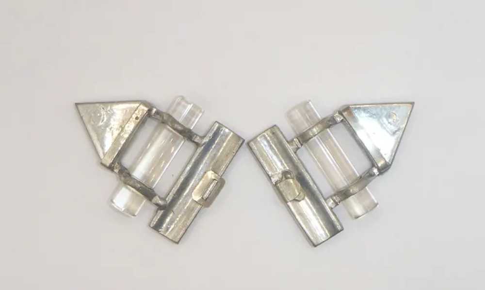 Vintage Art Deco Rhinestone and Lucite Belt Buckle - image 9