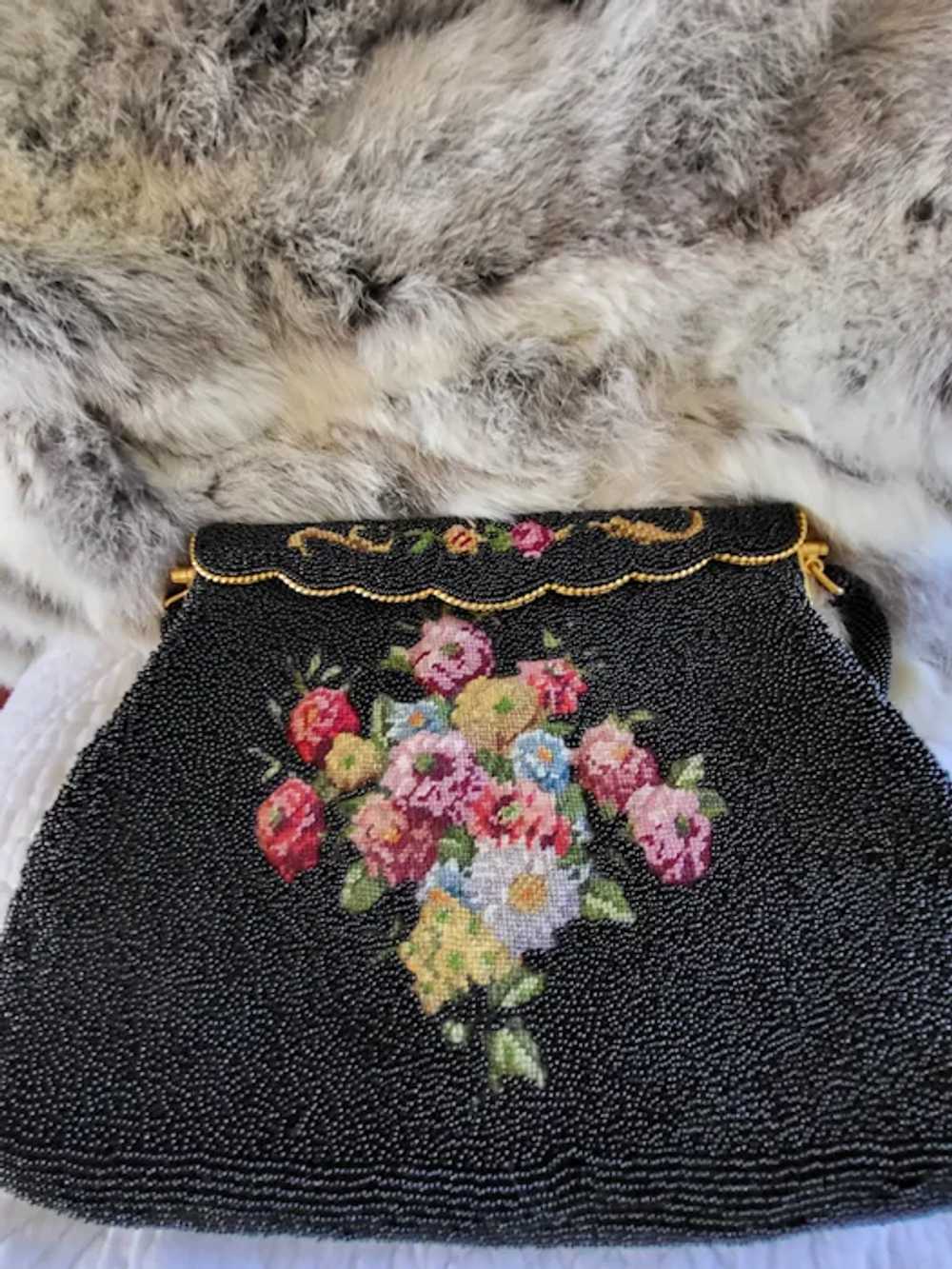 Floral Hand Created Vintage 1930's Purse with Met… - image 12