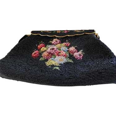 Floral Hand Created Vintage 1930's Purse with Met… - image 1
