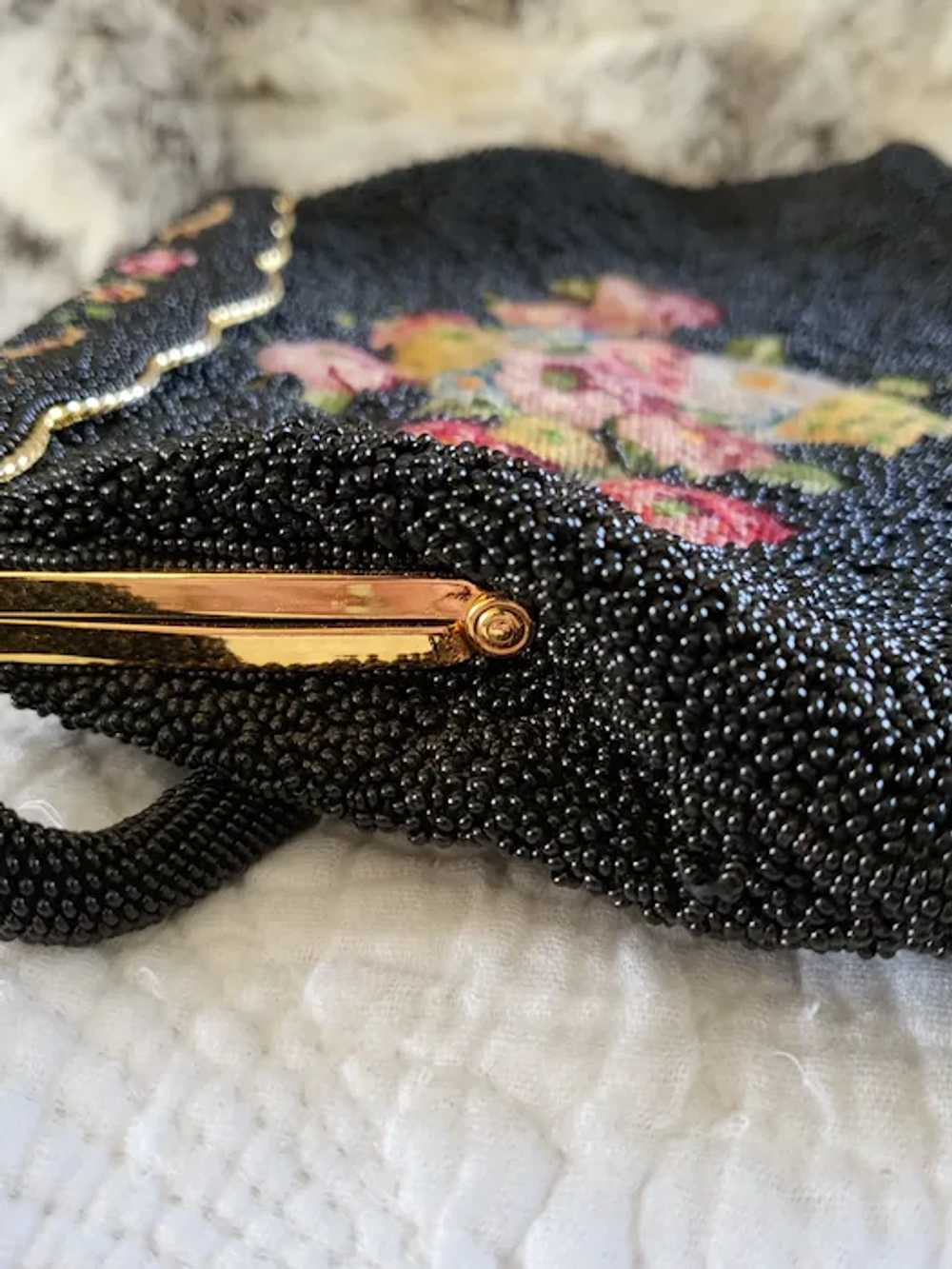 Floral Hand Created Vintage 1930's Purse with Met… - image 3