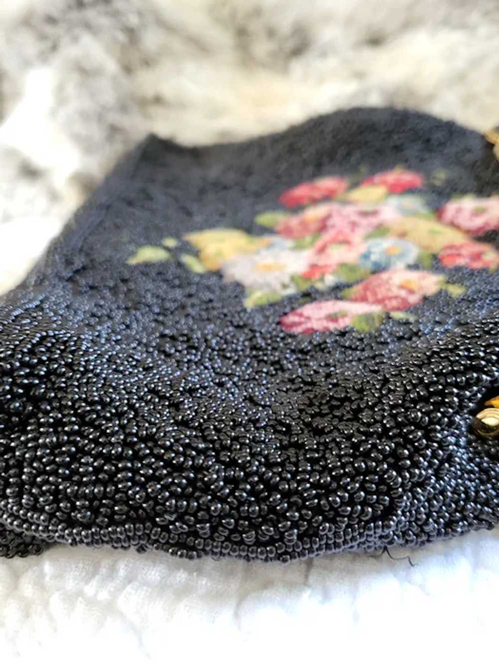 Floral Hand Created Vintage 1930's Purse with Met… - image 4
