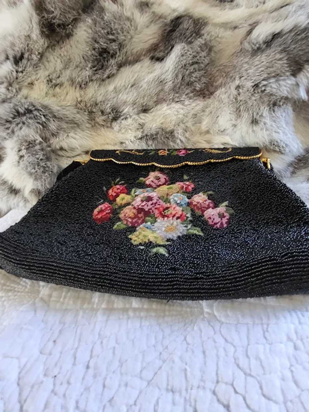 Floral Hand Created Vintage 1930's Purse with Met… - image 5
