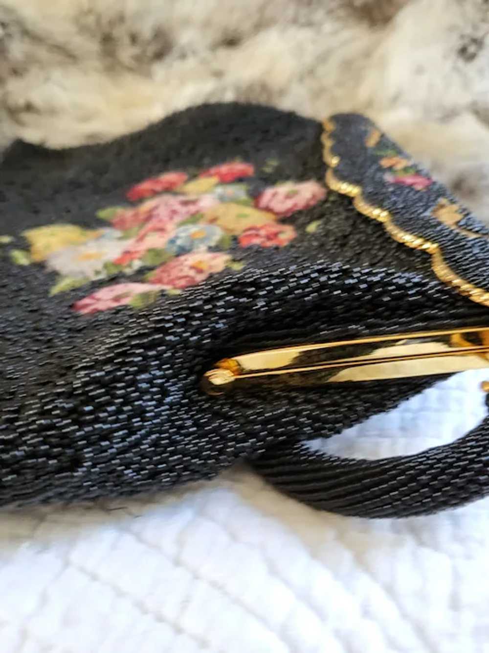Floral Hand Created Vintage 1930's Purse with Met… - image 6