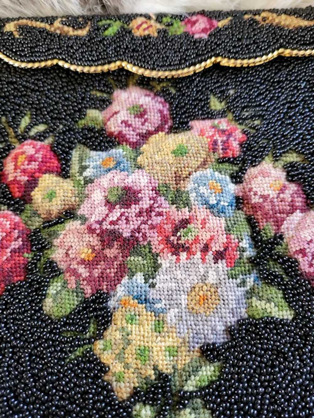 Floral Hand Created Vintage 1930's Purse with Met… - image 8
