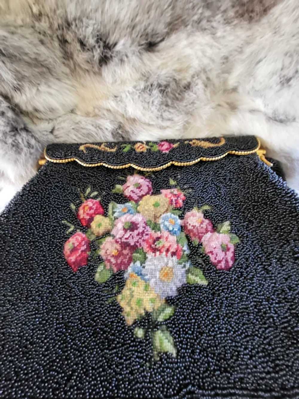 Floral Hand Created Vintage 1930's Purse with Met… - image 9