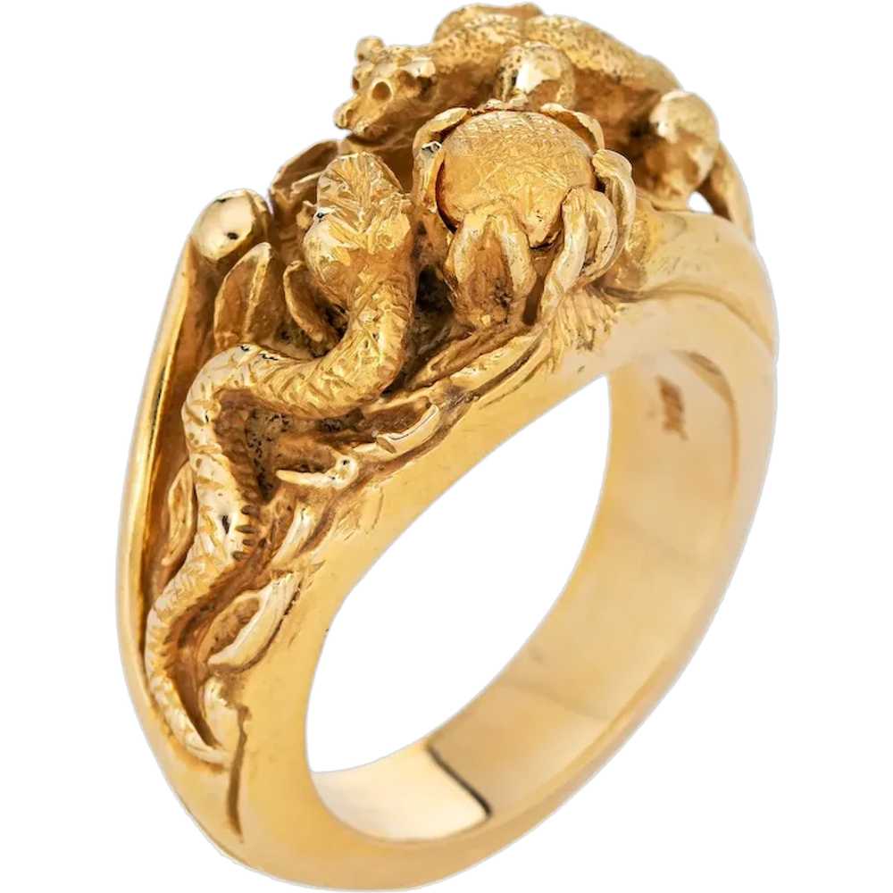 Panther Snake Nest Ring Vintage 18 Karat Yellow G… - image 1