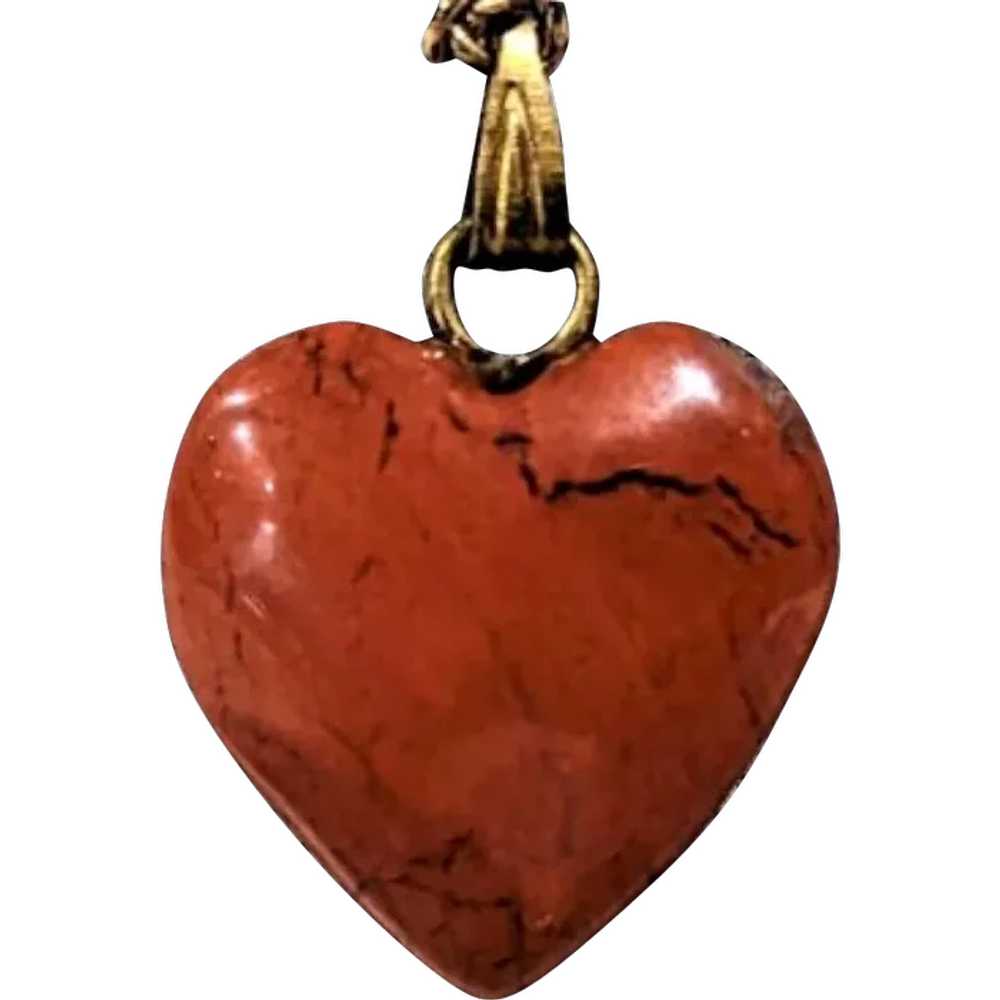 Red Jasper Vintage Heart Necklace - image 1