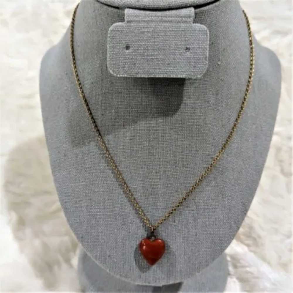Red Jasper Vintage Heart Necklace - image 3