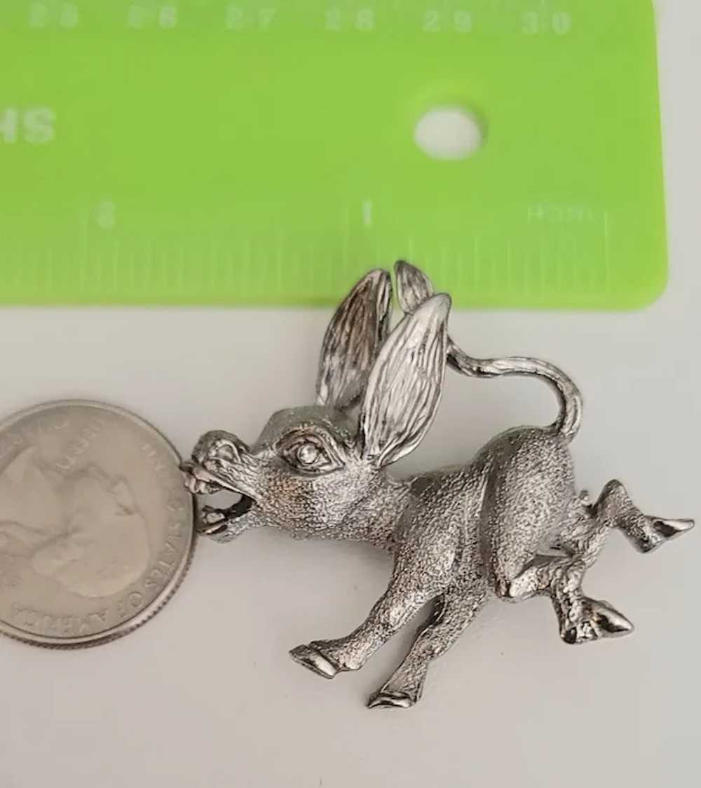 Silver Tone Lively Donkey Mule Figural Pin Brooch - image 5