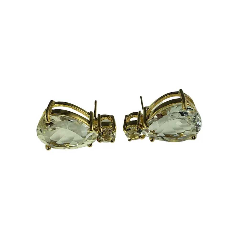 Vintage 10 Karat Yellow Gold and White Topaz Earr… - image 2