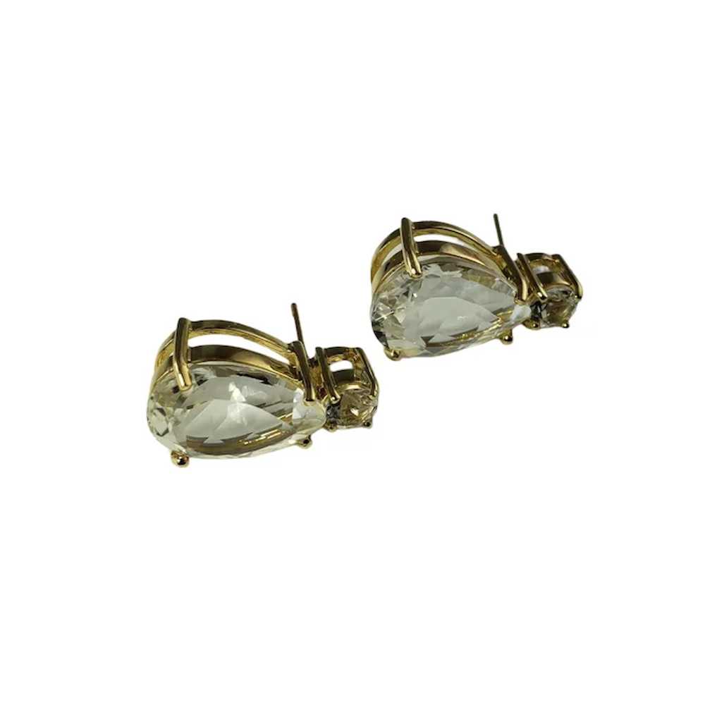 Vintage 10 Karat Yellow Gold and White Topaz Earr… - image 3