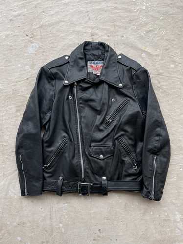 Genuine Leather Motorcycle Jacket—[L]