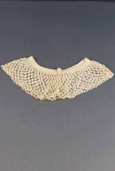 Antique Handmade Lace Collar with Crochet Button, 