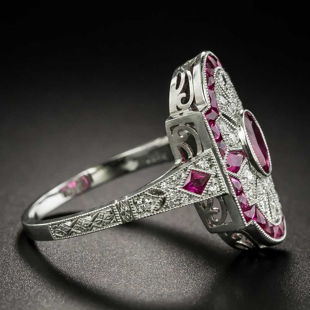 Art Deco Style Ruby and Diamond Ring - image 2