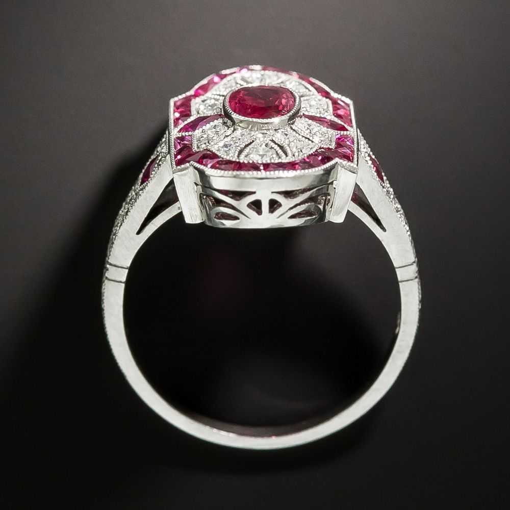 Art Deco Style Ruby and Diamond Ring - image 3