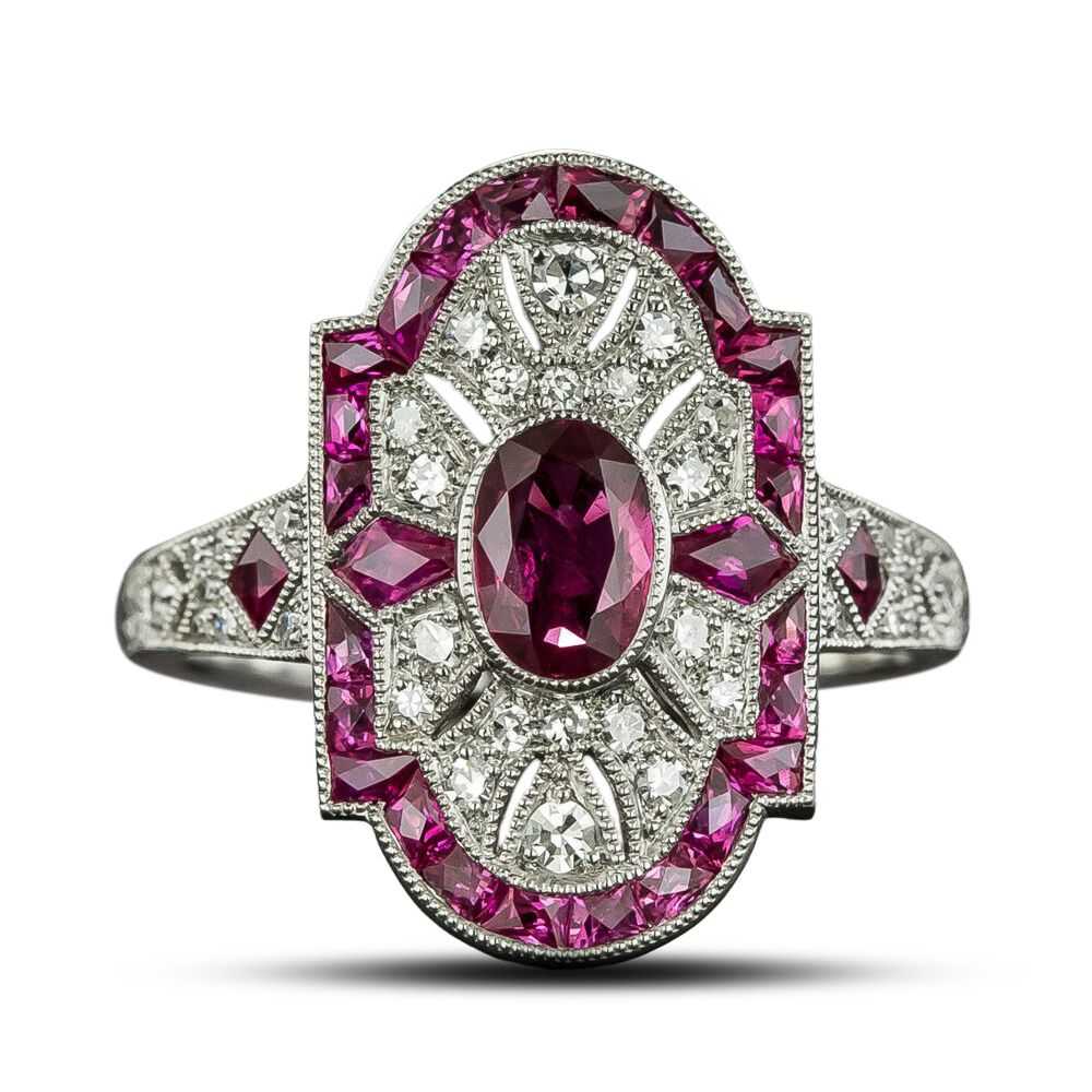 Art Deco Style Ruby and Diamond Ring - image 4
