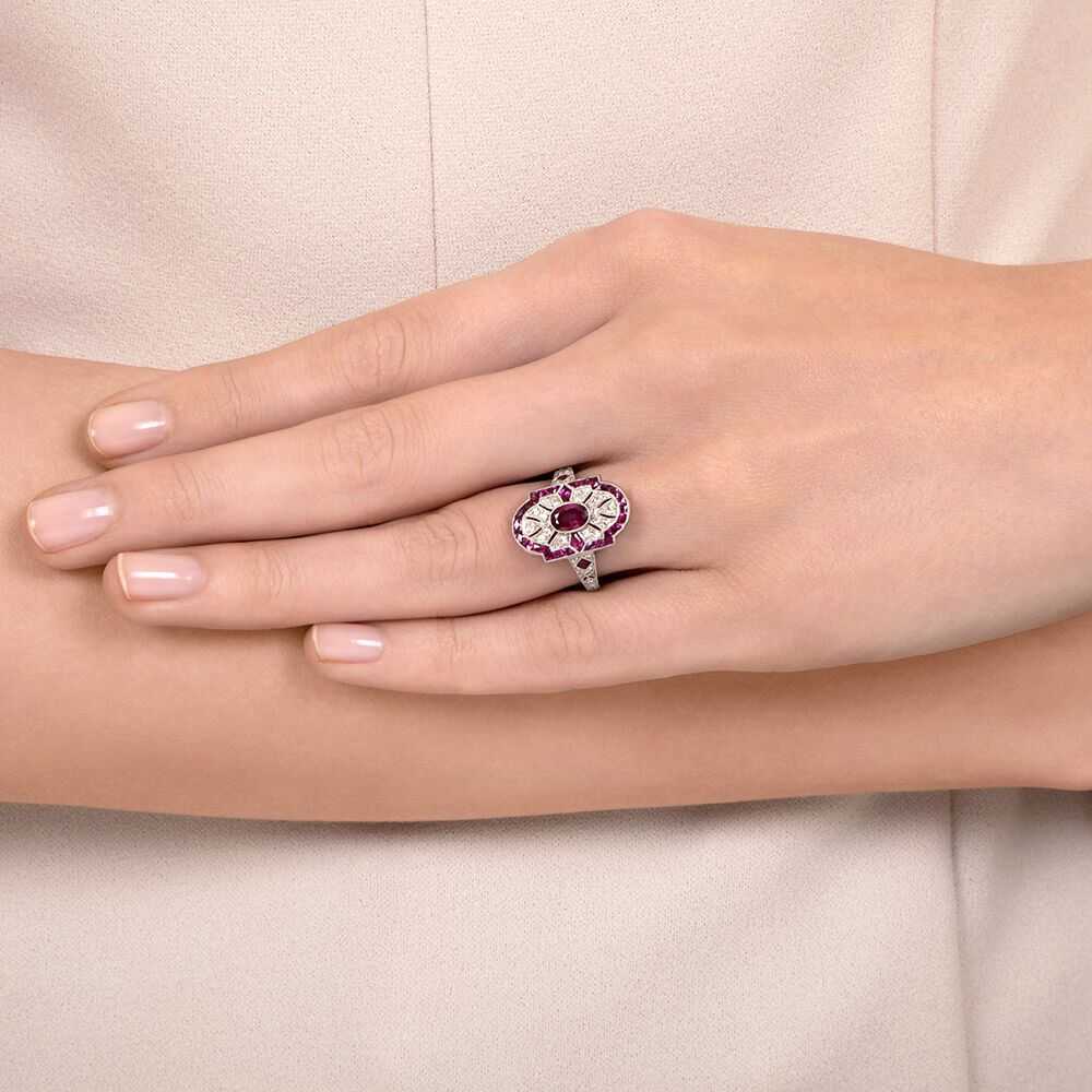 Art Deco Style Ruby and Diamond Ring - image 5