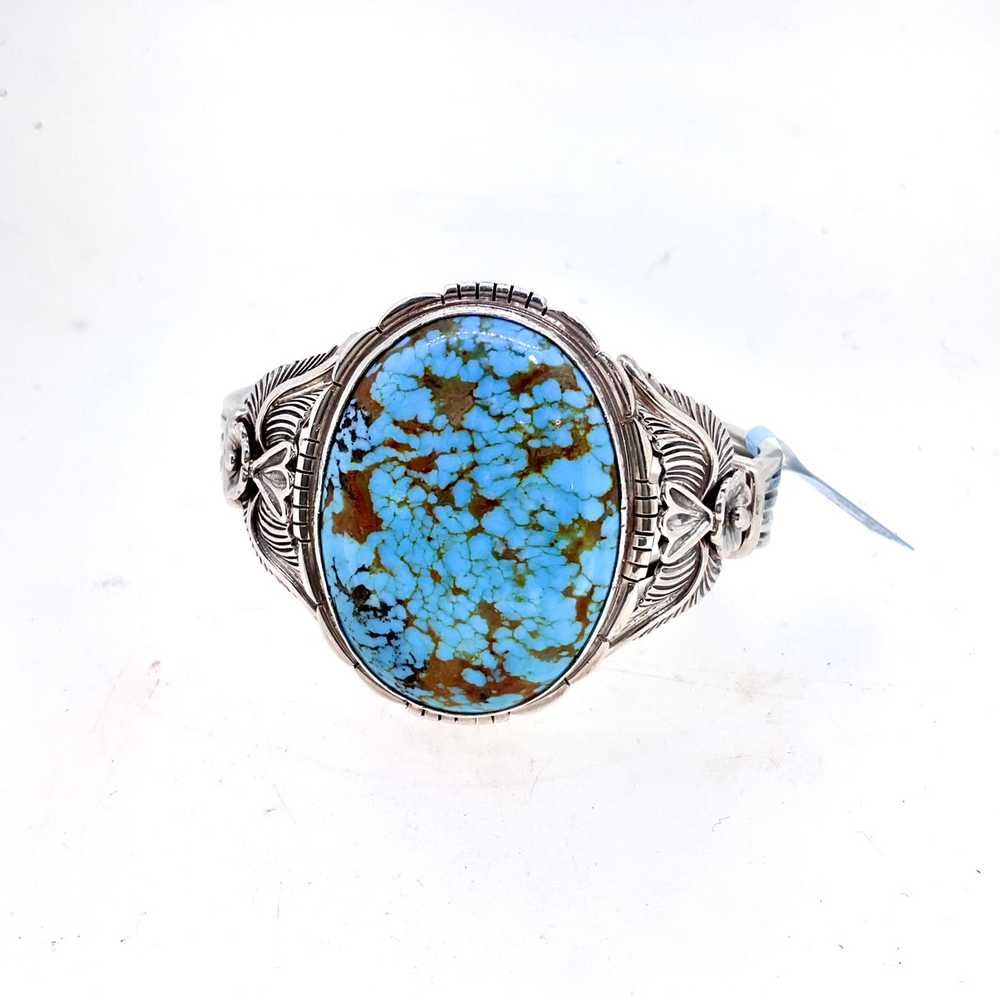 James Shay Sterling Turquoise Navajo Cuff Bracelet - image 1