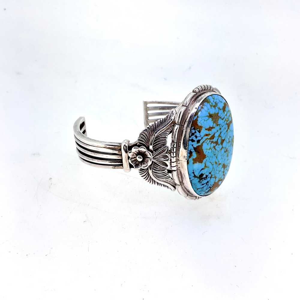James Shay Sterling Turquoise Navajo Cuff Bracelet - image 2
