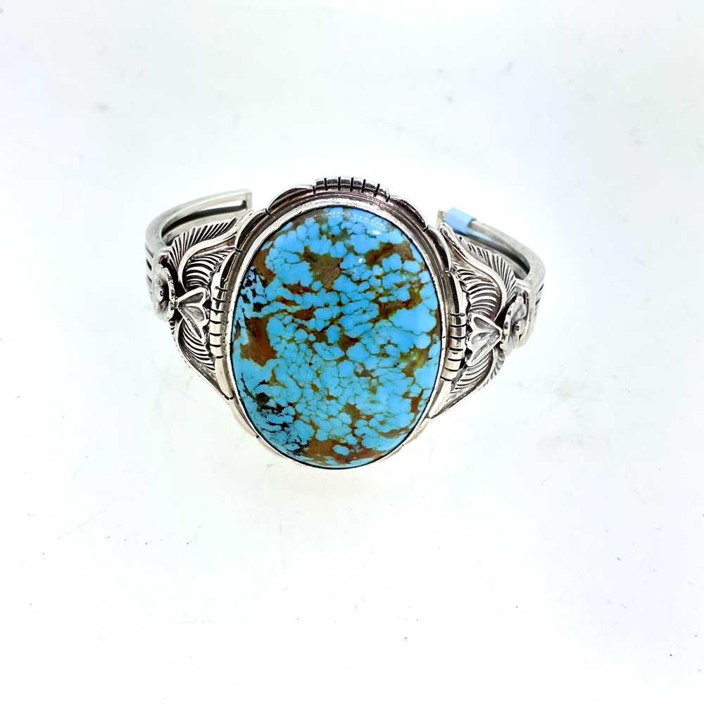 James Shay Sterling Turquoise Navajo Cuff Bracelet - image 4