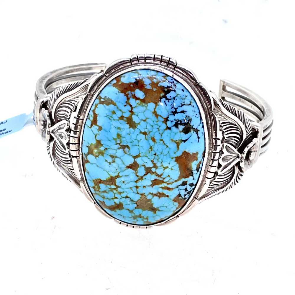 James Shay Sterling Turquoise Navajo Cuff Bracelet - image 6