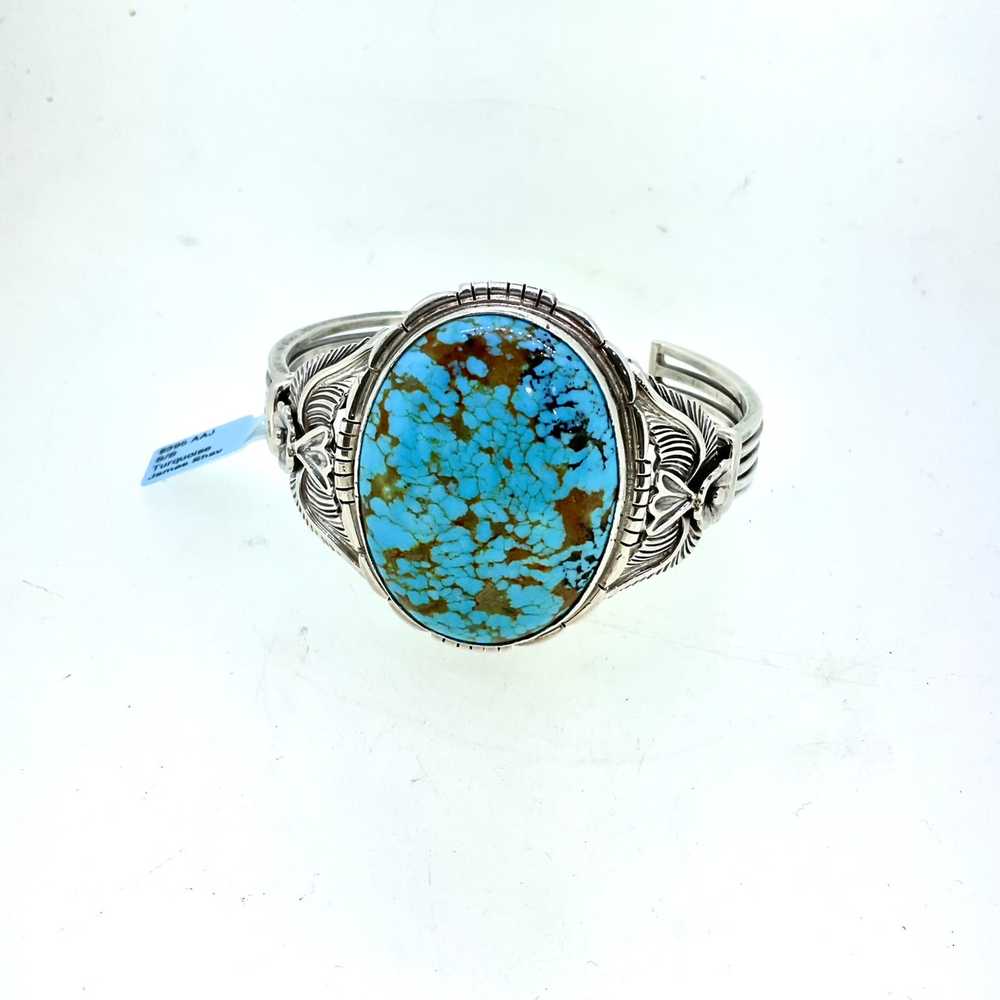 James Shay Sterling Turquoise Navajo Cuff Bracelet - image 7